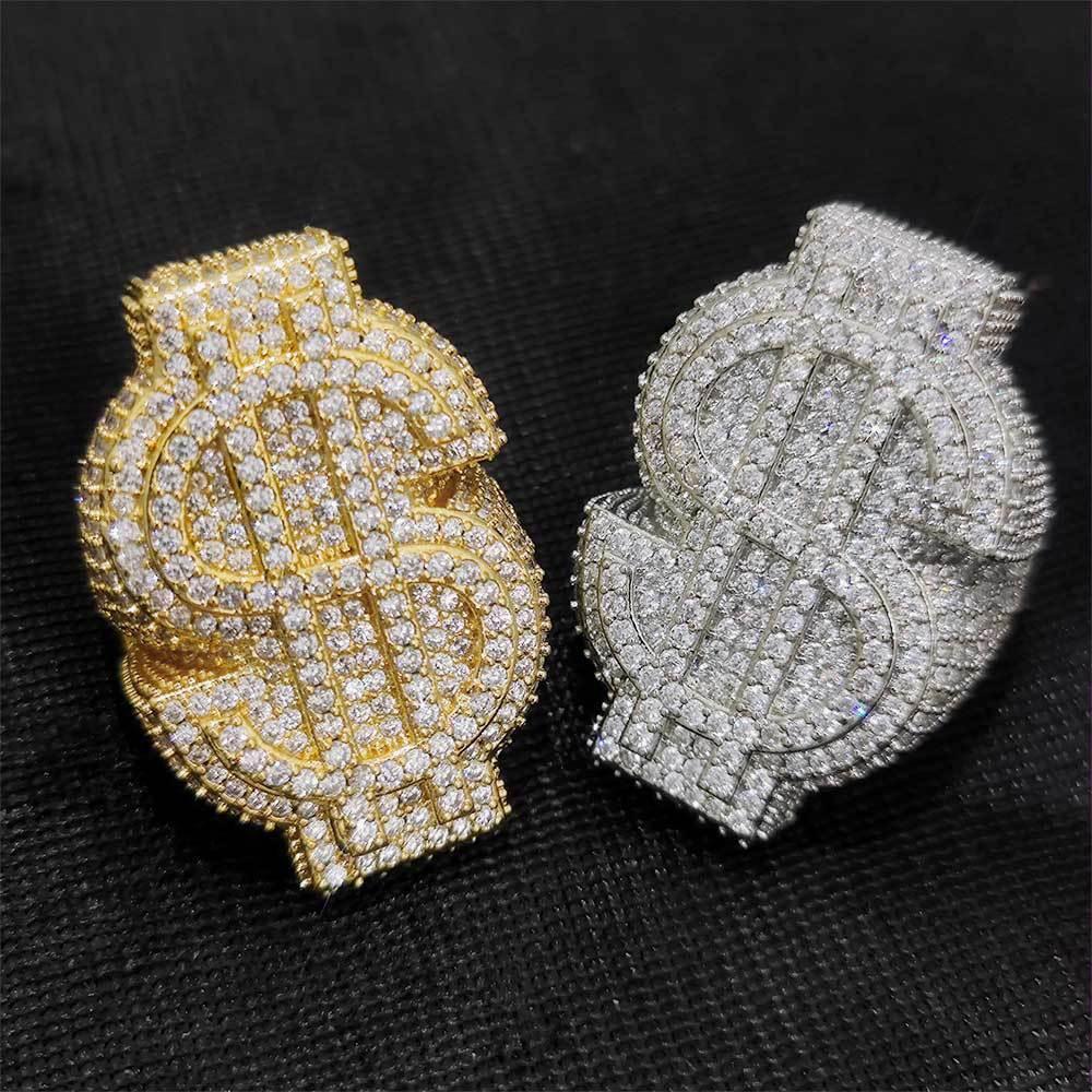 Dollar Sign Zircon Ring for Men | Trendy Hip Hop Jewelry | Full s | Caratix Jewelry - CaratixJewelry